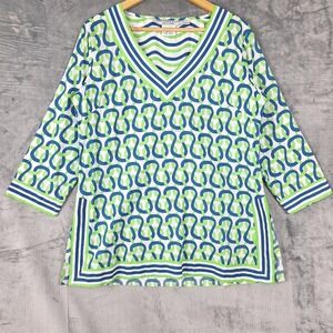 Gretchen Scott Top Large Artsy Abstract Boho Coastal Beach Resort Vacation Tunic